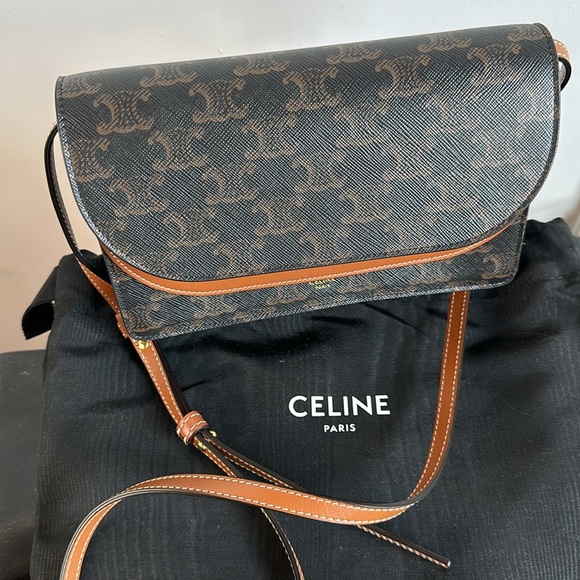 Celine Wallet  on strap in Triomphe canvas and smooth lambskin - Picture 11 of 16